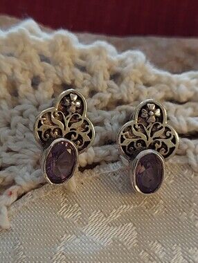 Vintage Sterling Silver & Amethyst Earrings
